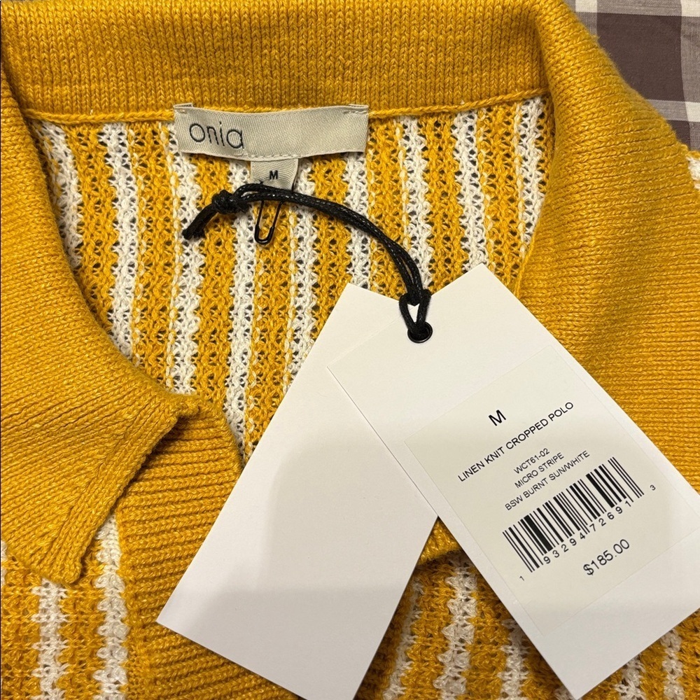 BNWT Onia linen knit cropped polo-MEDIUM - Picture 4 of 6